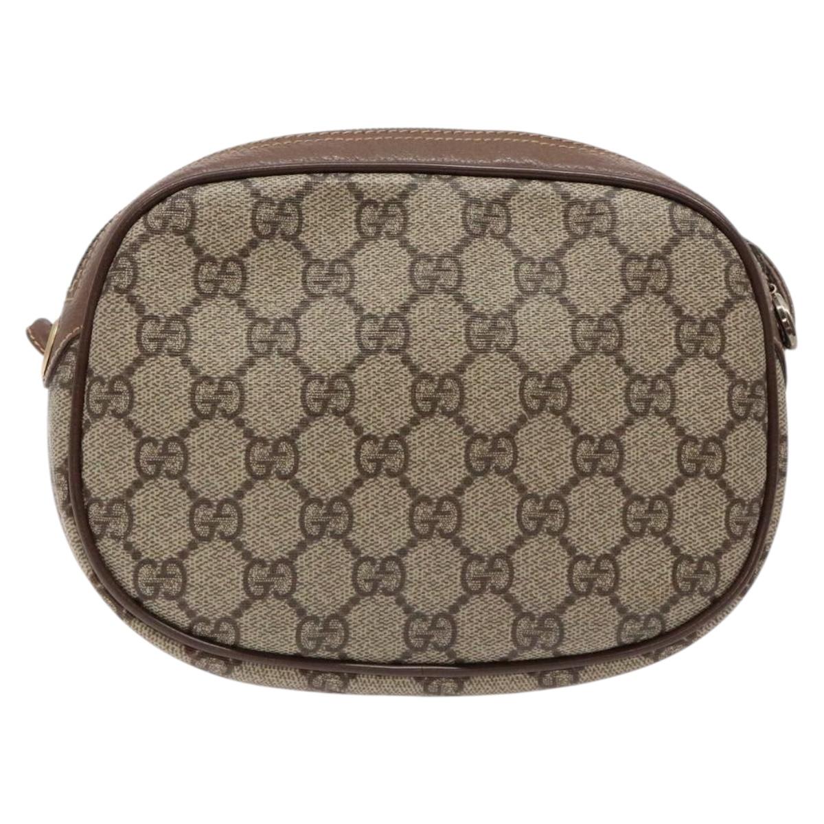 GUCCI GG Supreme Web Sherry Line Bag PVC Beige Gold 007 58 6112 Auth BA4386
