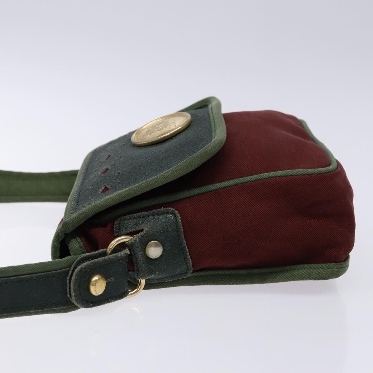 LOEWE Shoulder Bag Canvas Red Gold Auth BA4392