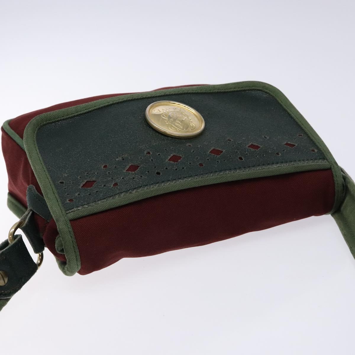 LOEWE Shoulder Bag Canvas Red Gold Auth BA4392
