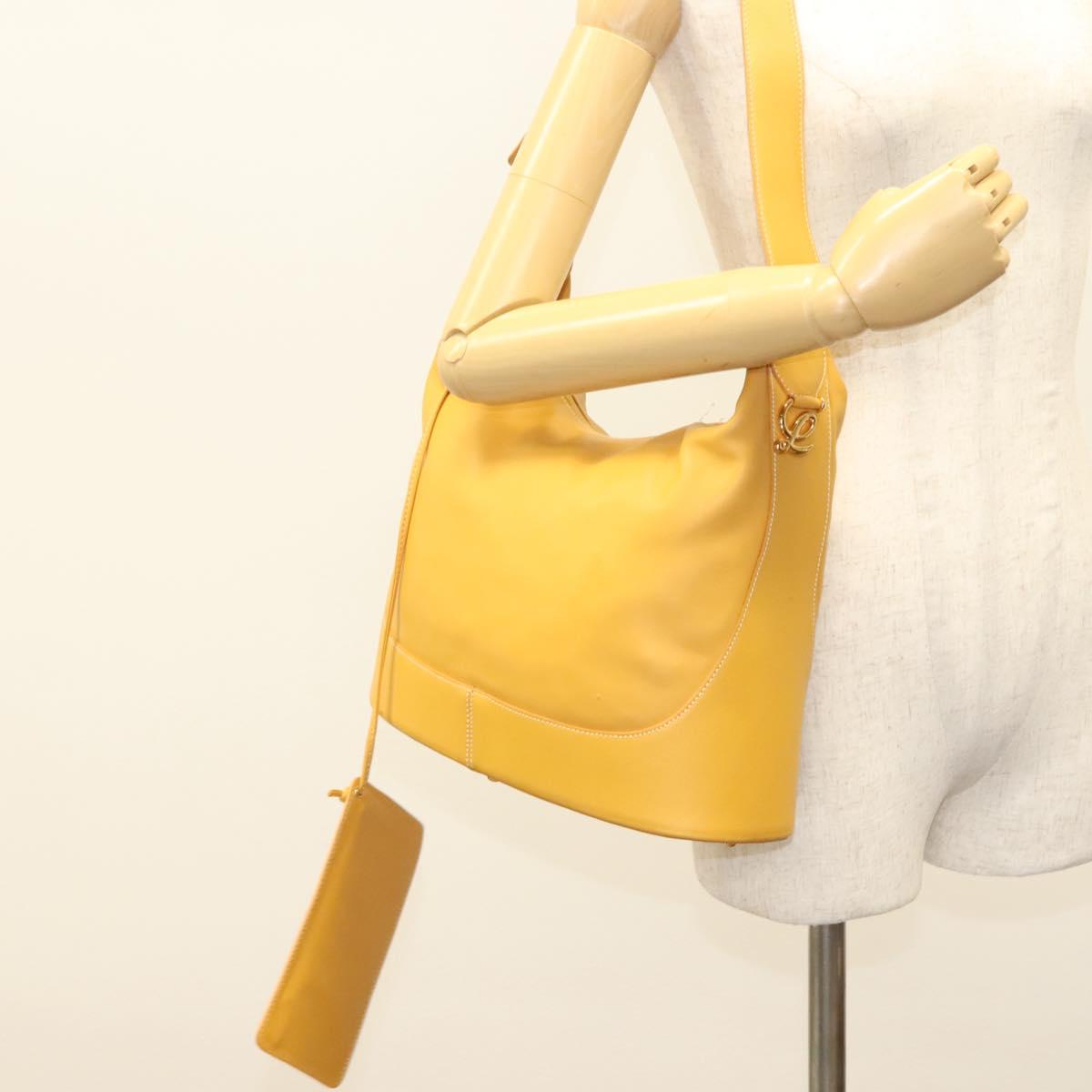 LOEWE Shoulder Bag Leather Yellow Gold Auth BA4393