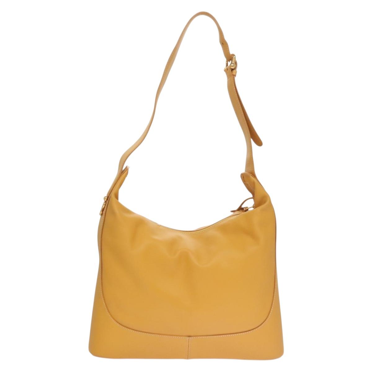 LOEWE Shoulder Bag Leather Yellow Gold Auth BA4393