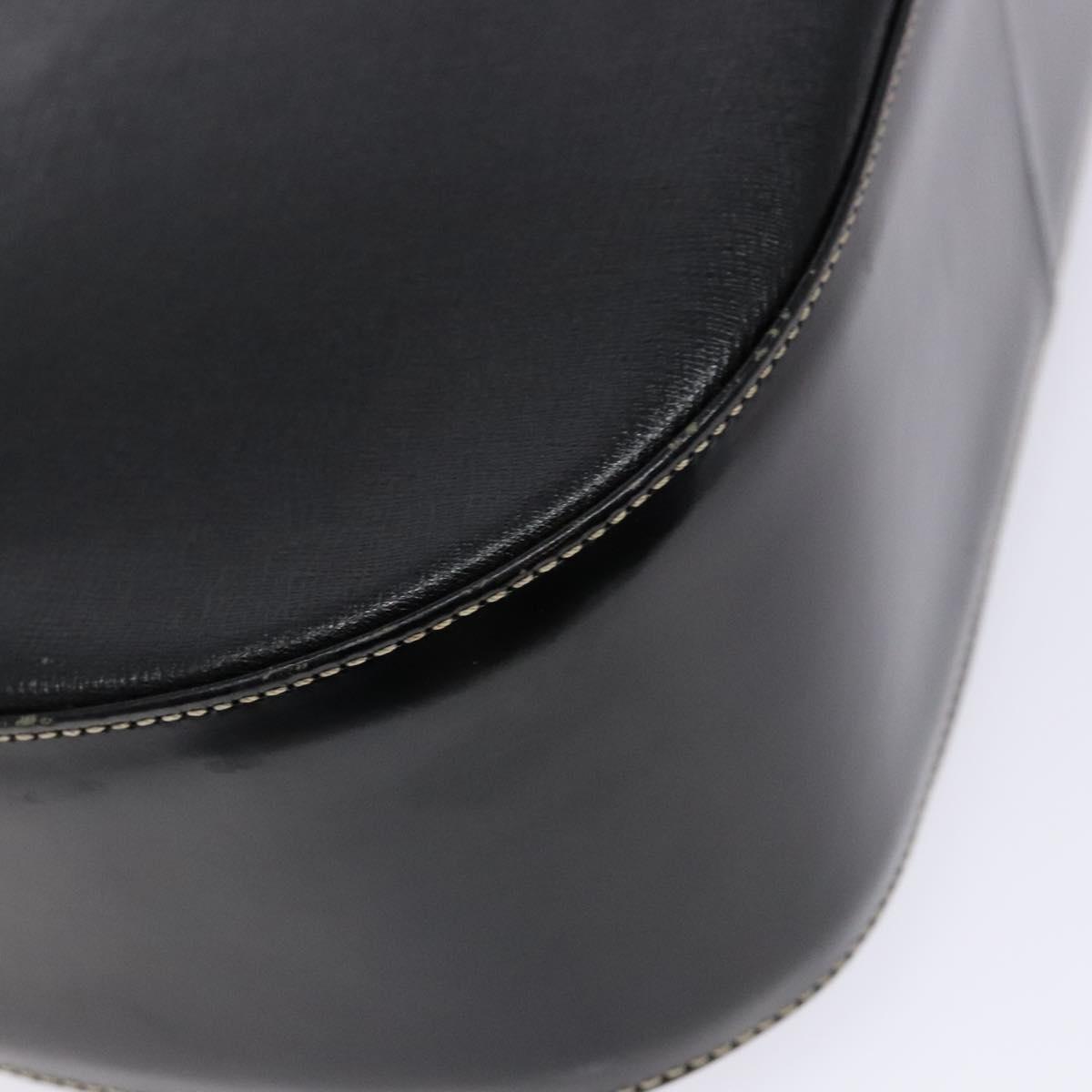 Burberrys Shoulder Bag Leather Black Gold Auth BA4394