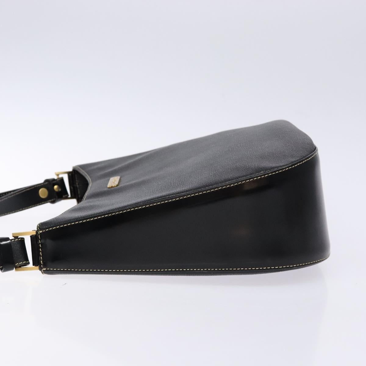 Burberrys Shoulder Bag Leather Black Gold Auth BA4394