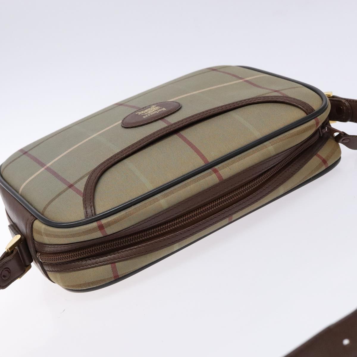 Burberrys Nova Check Shoulder Bag Canvas Khaki Gold Auth BA4398