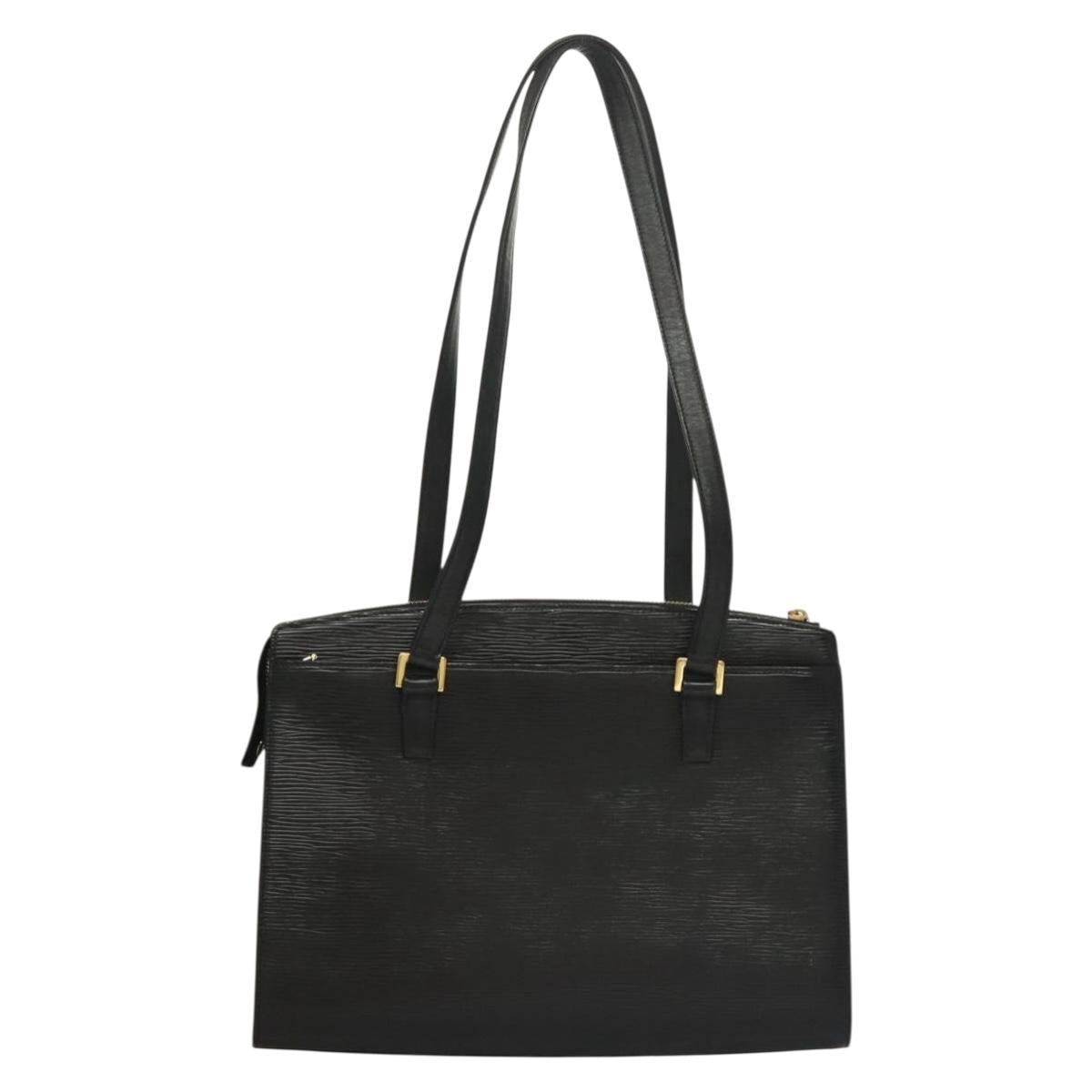 VALENTINO Shoulder Bag Leather Black Gold Auth BA4405