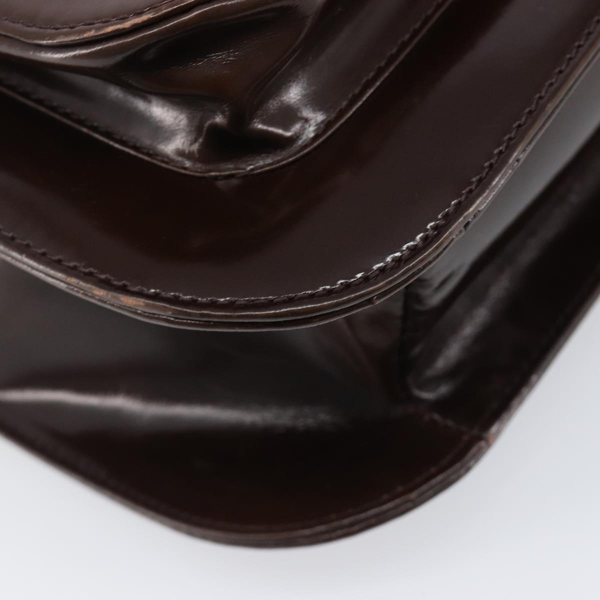 VERSACE Shoulder Bag Patent Leather Brown Gold Auth BA4407