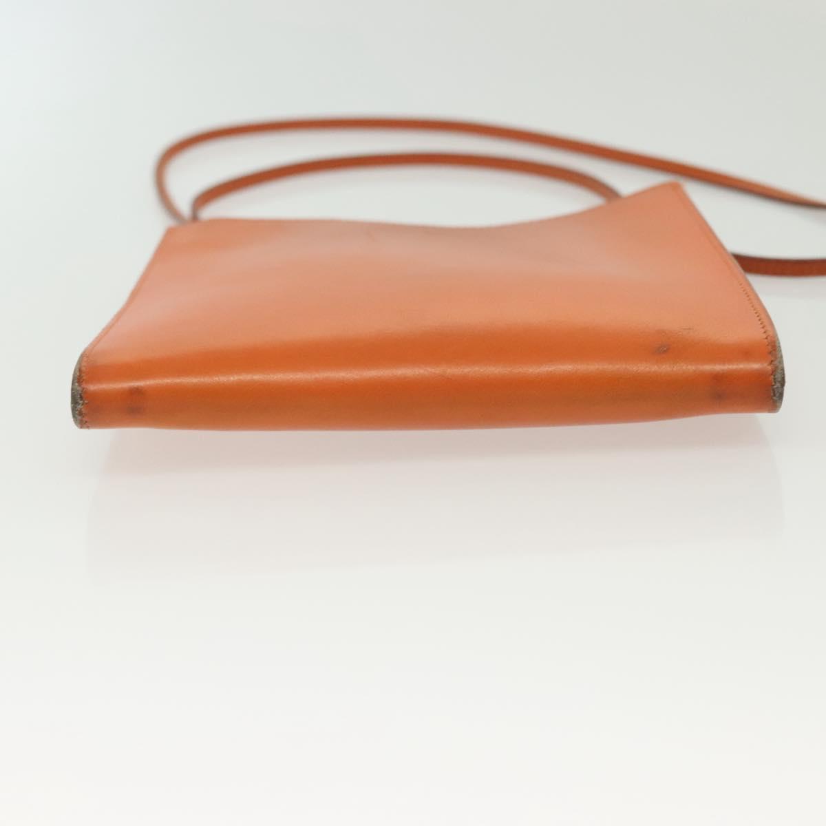 HERMES Omenitu Shoulder Bag Leather Orange Auth BA4408