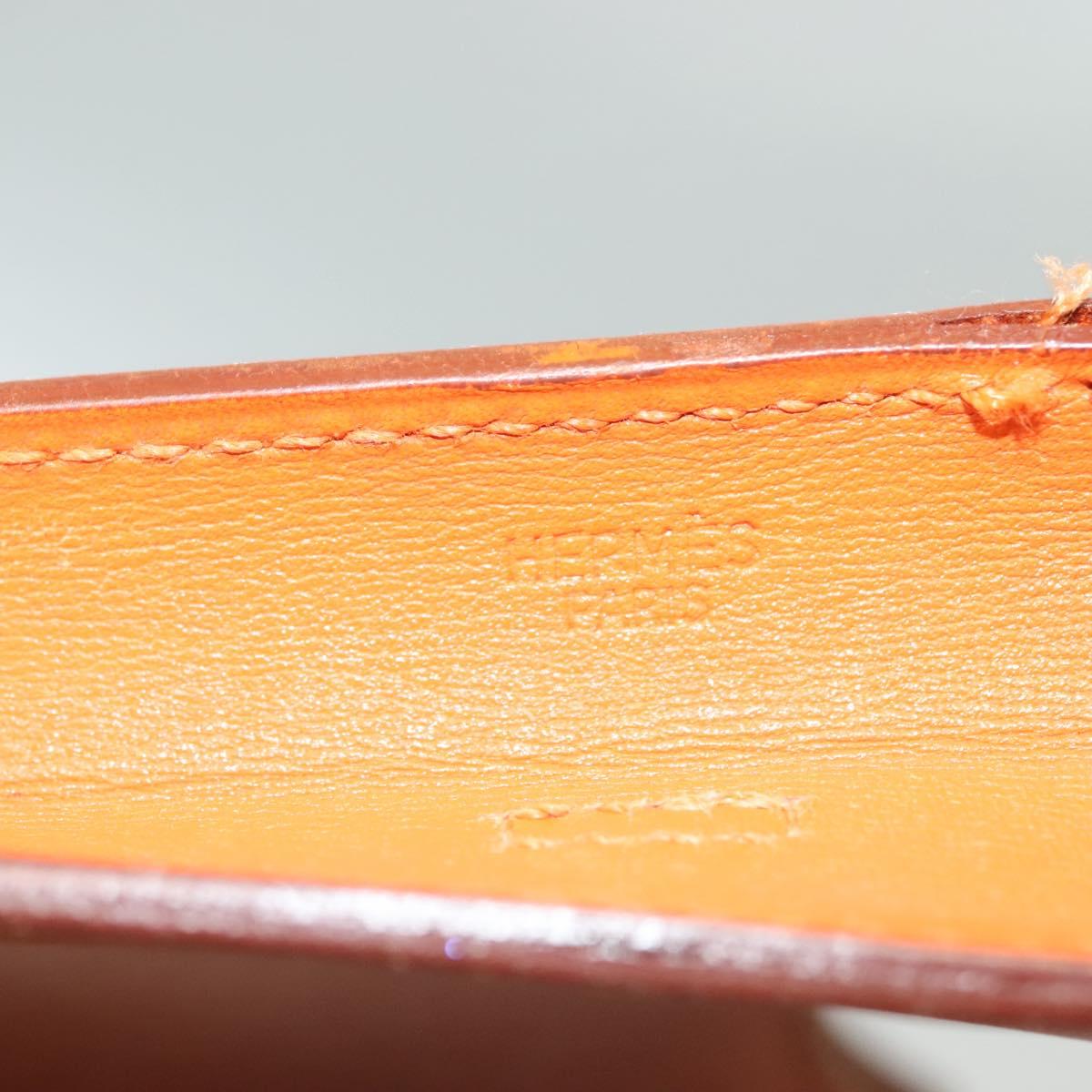 HERMES Omenitu Shoulder Bag Leather Orange Auth BA4408