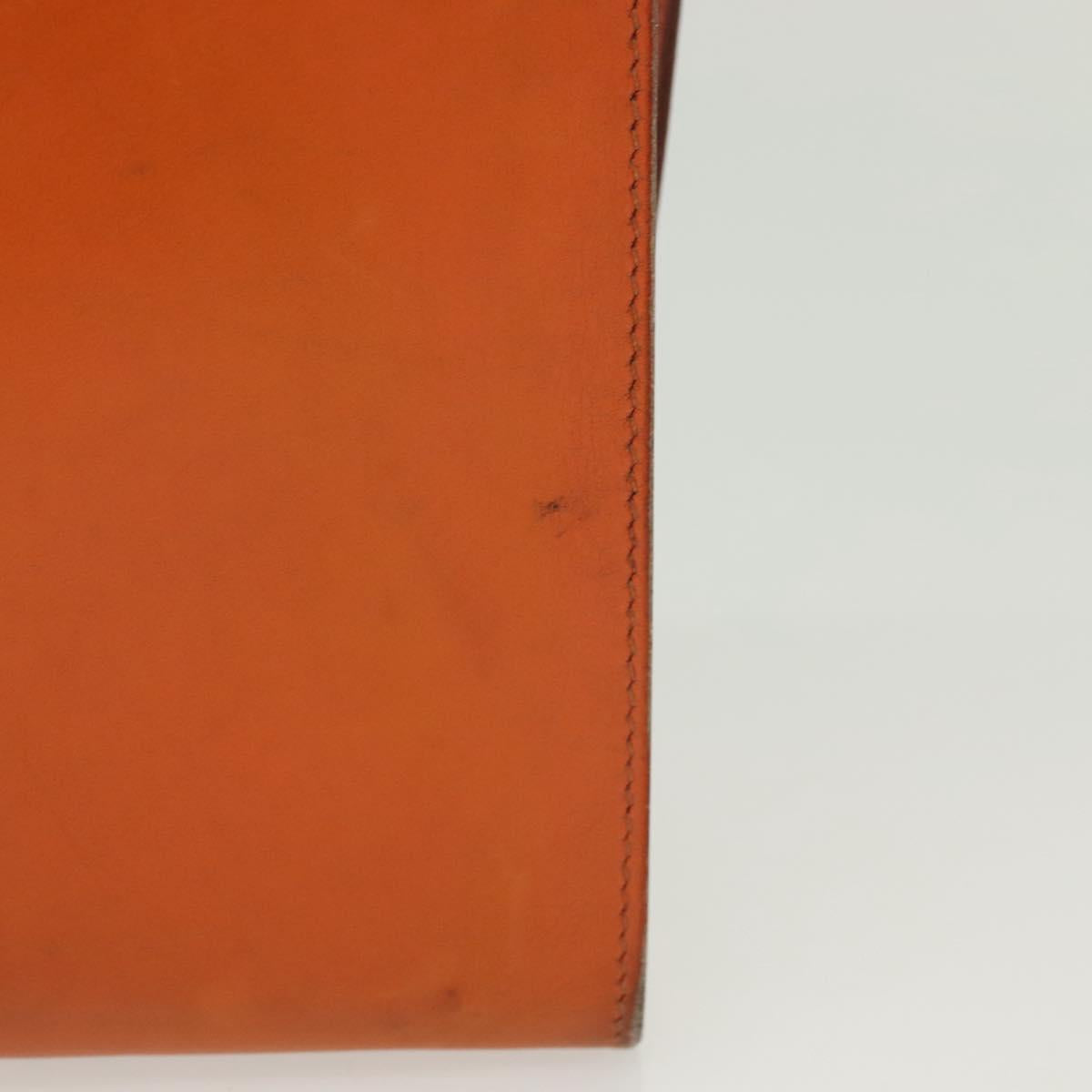 HERMES Omenitu Shoulder Bag Leather Orange Auth BA4408