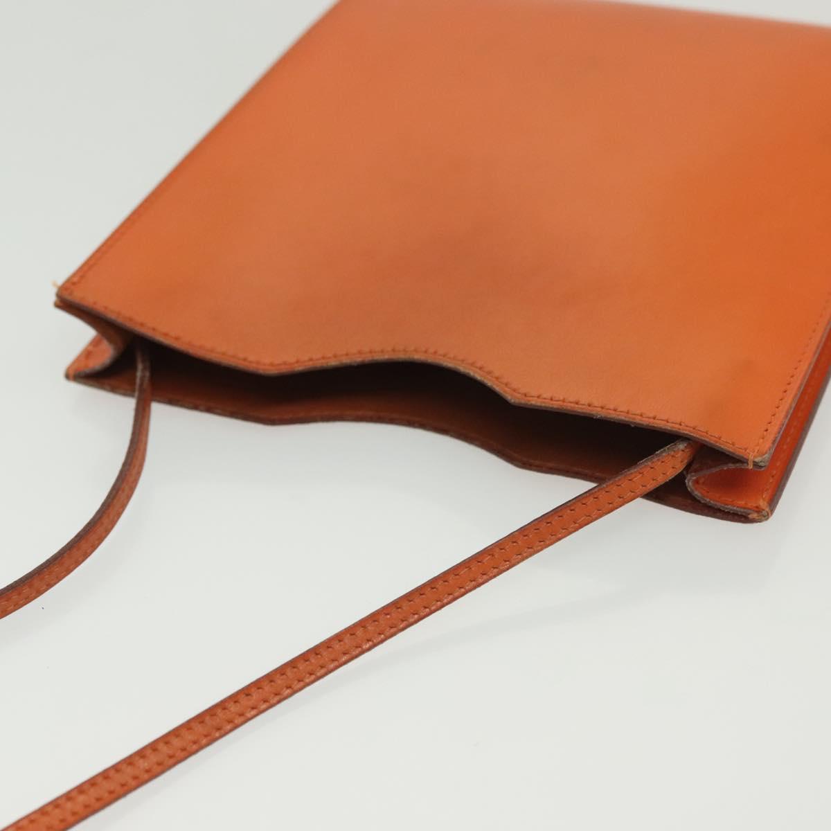 HERMES Omenitu Shoulder Bag Leather Orange Auth BA4408