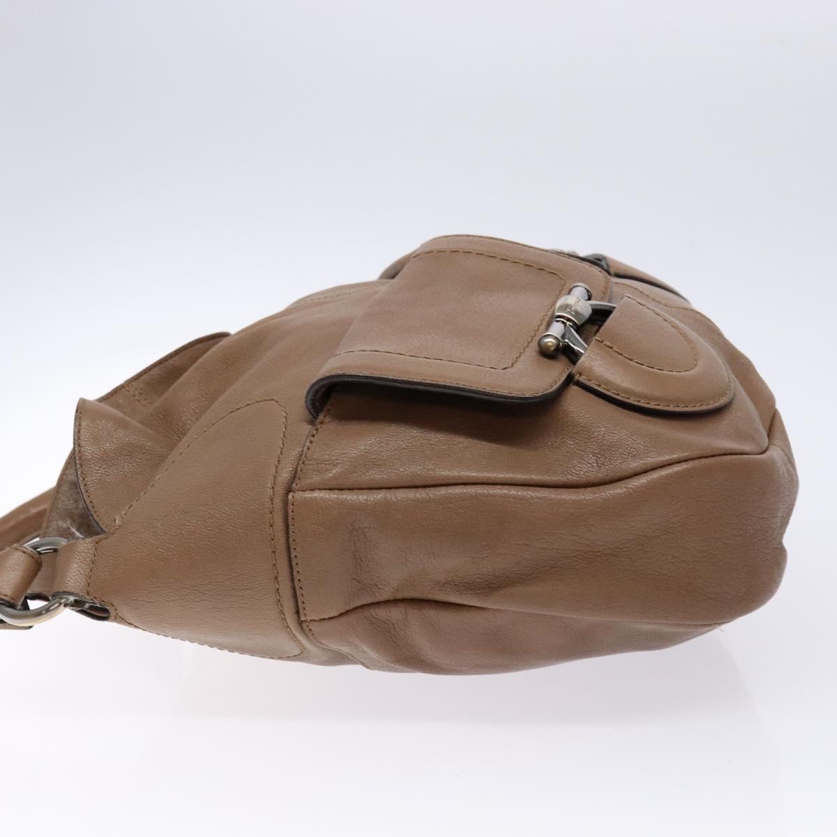 Salvatore Ferragamo Shoulder Bag Leather Beige Gold Auth BA4410