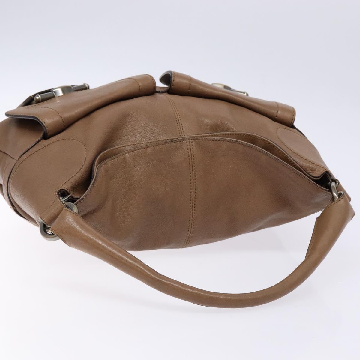 Salvatore Ferragamo Shoulder Bag Leather Beige Gold Auth BA4410