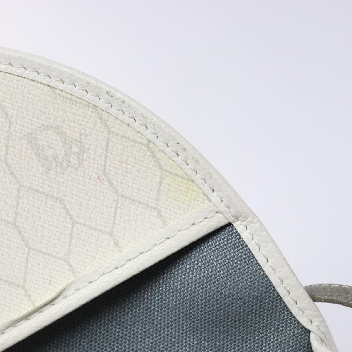 Christian Dior Honeycomb Canvas Shoulder Bag PVC White Gold Auth BA4415