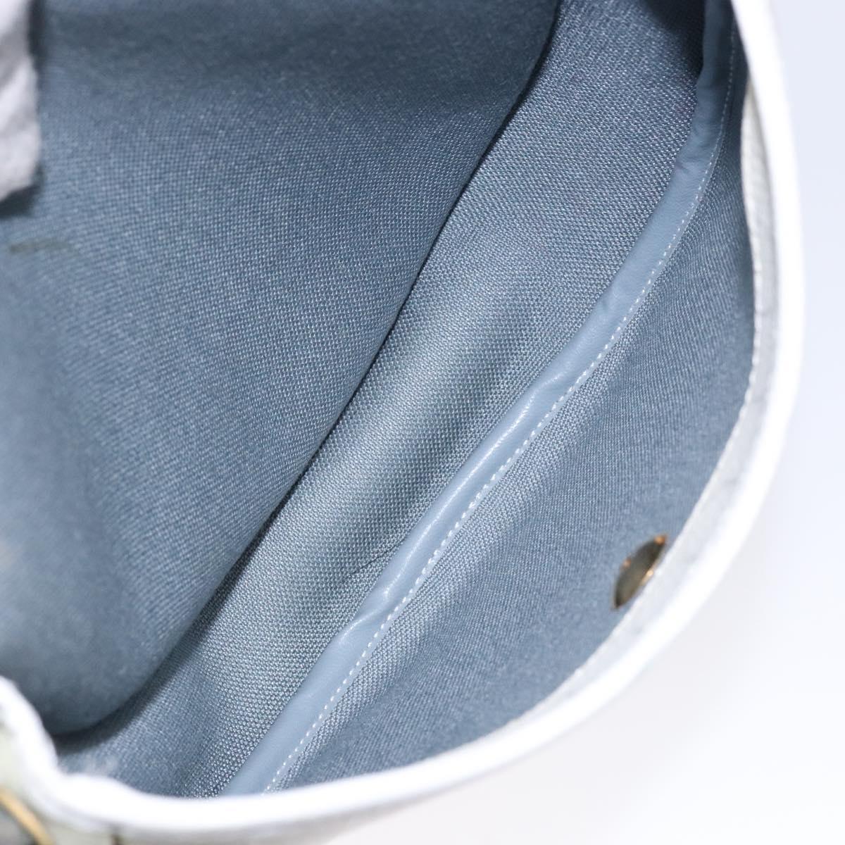 Christian Dior Honeycomb Canvas Shoulder Bag PVC White Gold Auth BA4415