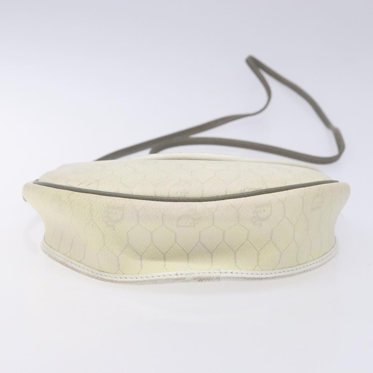 Christian Dior Honeycomb Canvas Shoulder Bag PVC White Gold Auth BA4415