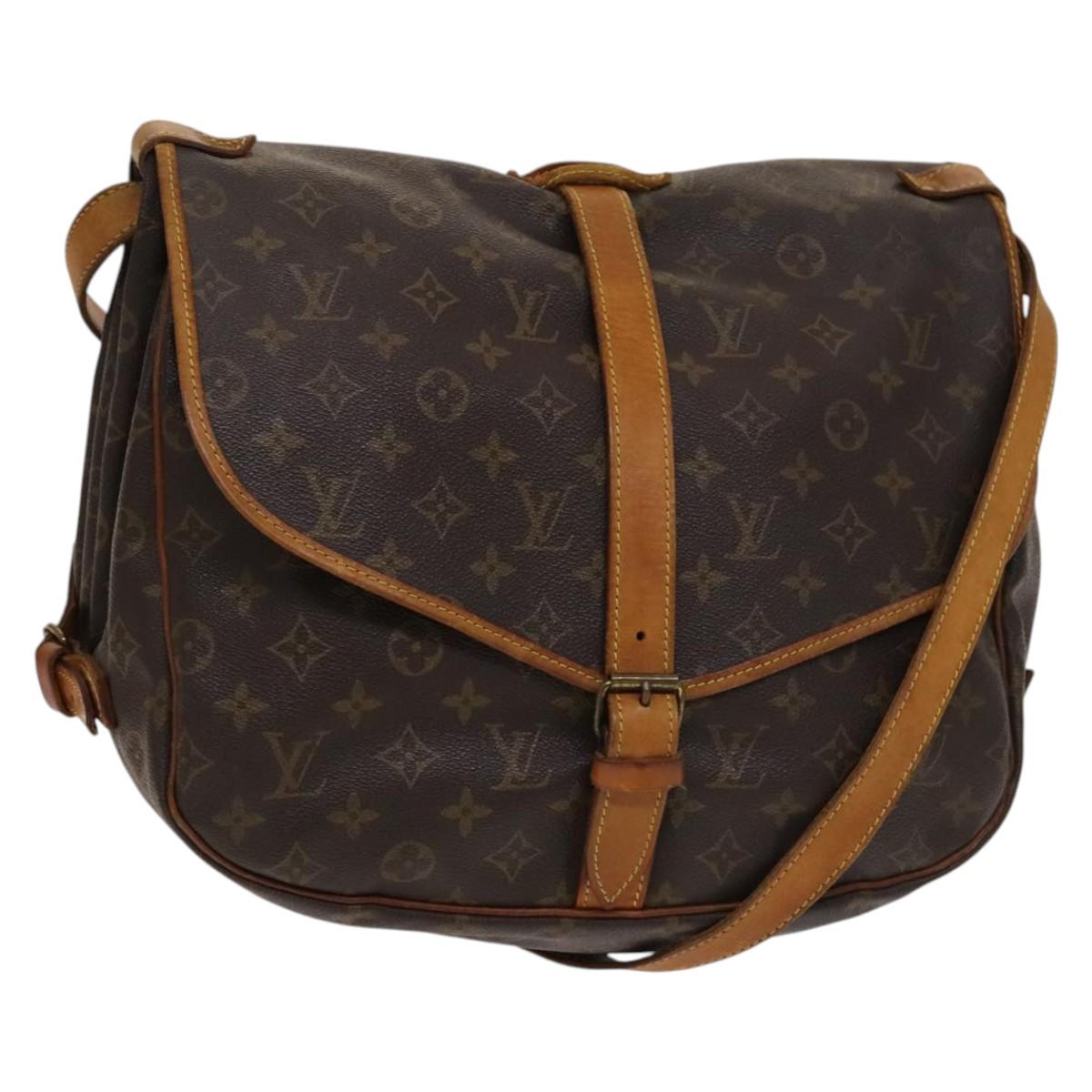 LOUIS VUITTON Monogram Saumur 35 Shoulder Bag M42254 LV Auth BA4420