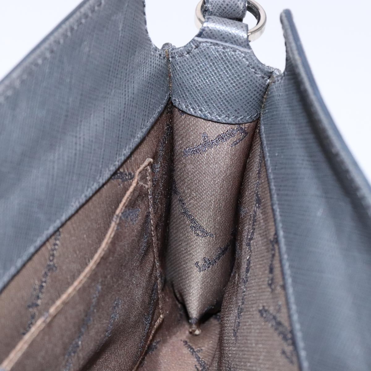 Salvatore Ferragamo Gancini Shoulder Bag Leather Gray Silver Auth BA4441