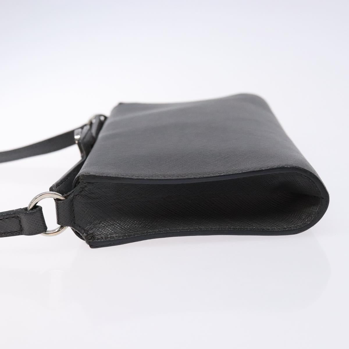 Salvatore Ferragamo Gancini Shoulder Bag Leather Gray Silver Auth BA4441