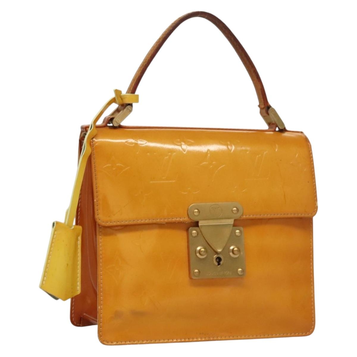 LOUIS VUITTON Monogram Vernis Spring Street Bag Lime Yellow M91068 Auth BA4452