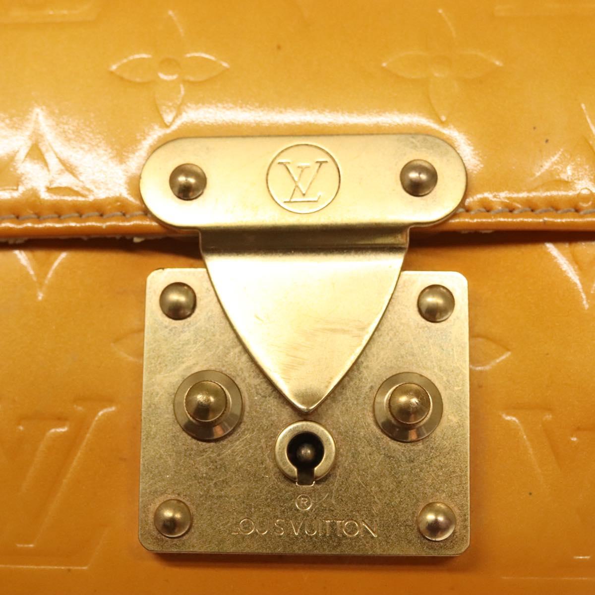 LOUIS VUITTON Monogram Vernis Spring Street Bag Lime Yellow M91068 Auth BA4452