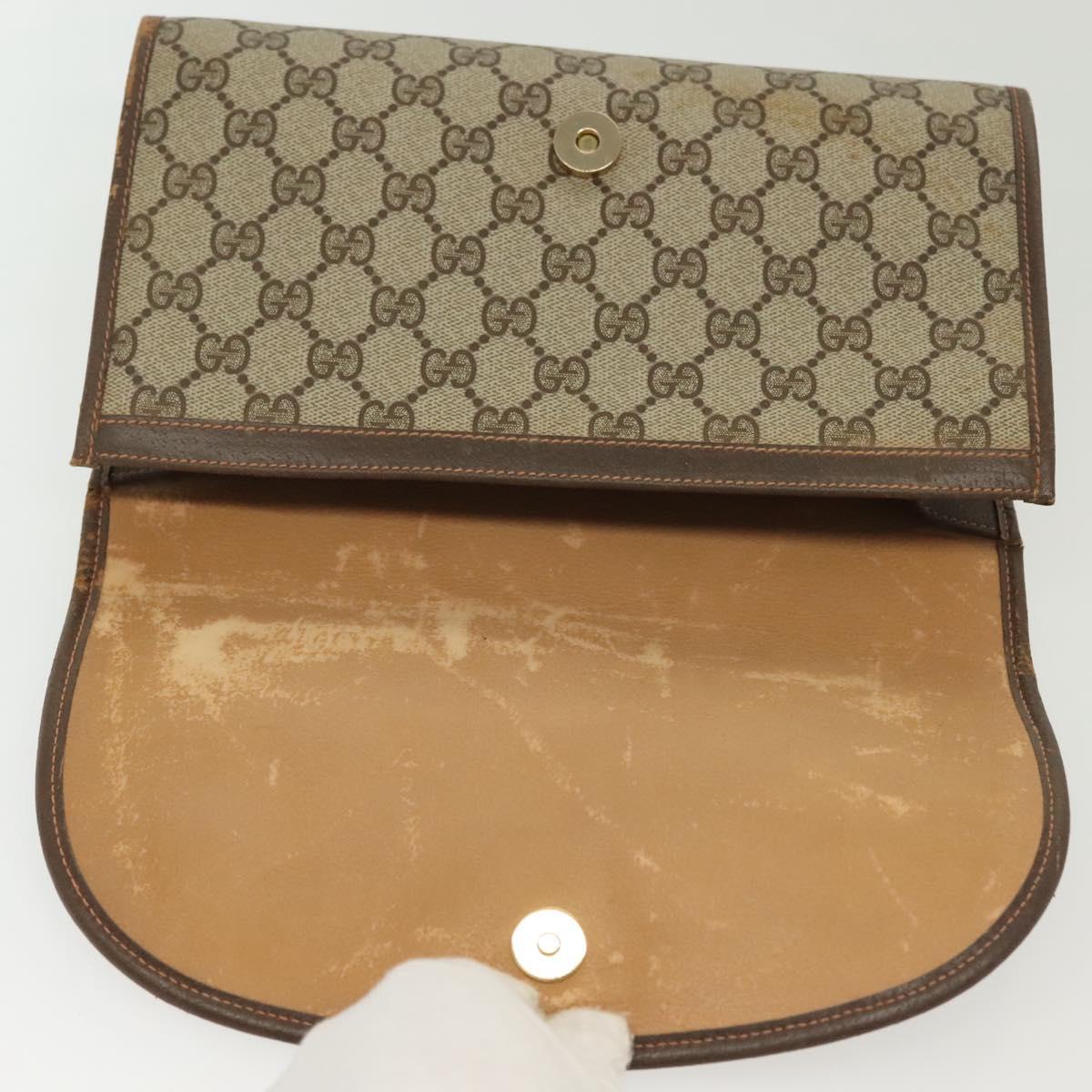 GUCCI GG Supreme Web Sherry Line Bag PVC Beige Gold 156 01 030 Auth BA4458