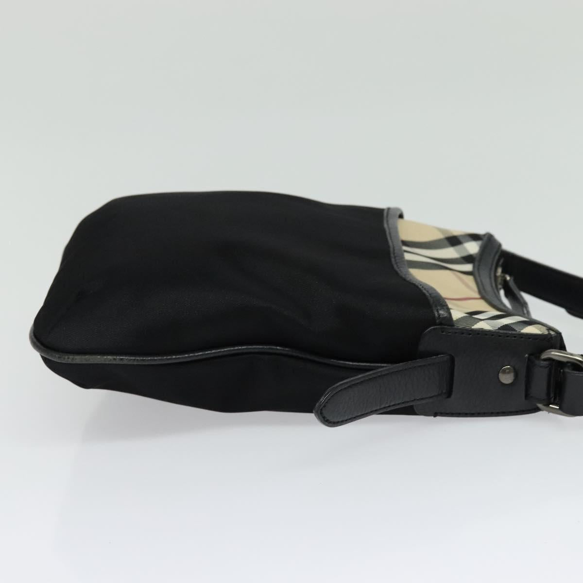 BURBERRY Nova Check Shoulder Bag Nylon Beige Silver Auth BA4461