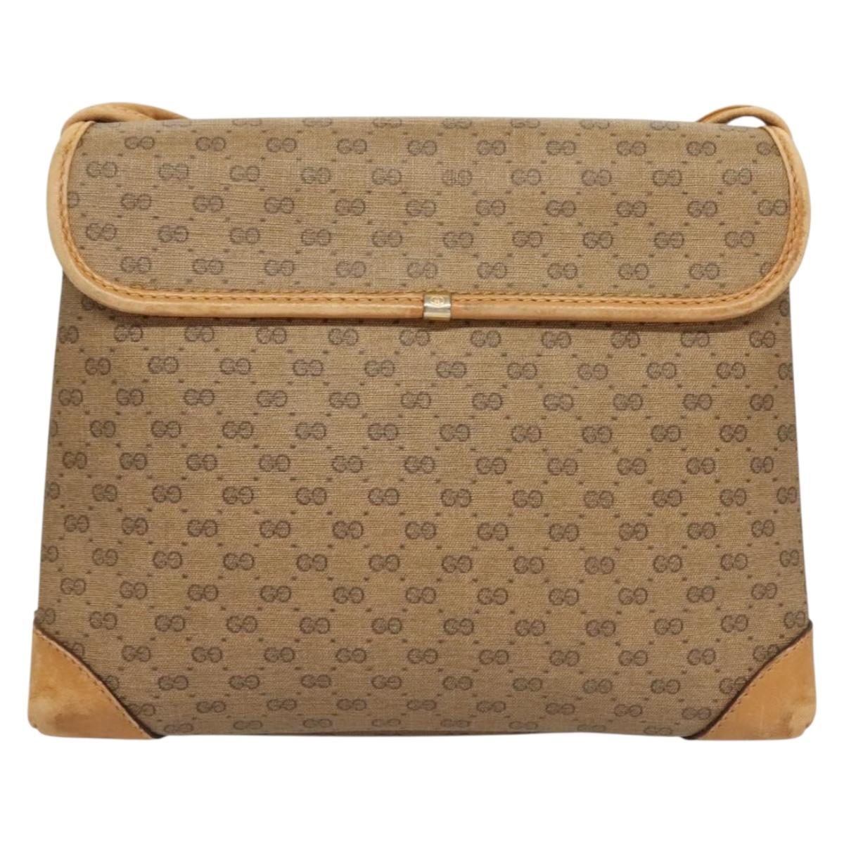 GUCCI Micro GG Supreme Shoulder Bag PVC Beige Gold 007 92 5548 Auth BA4470