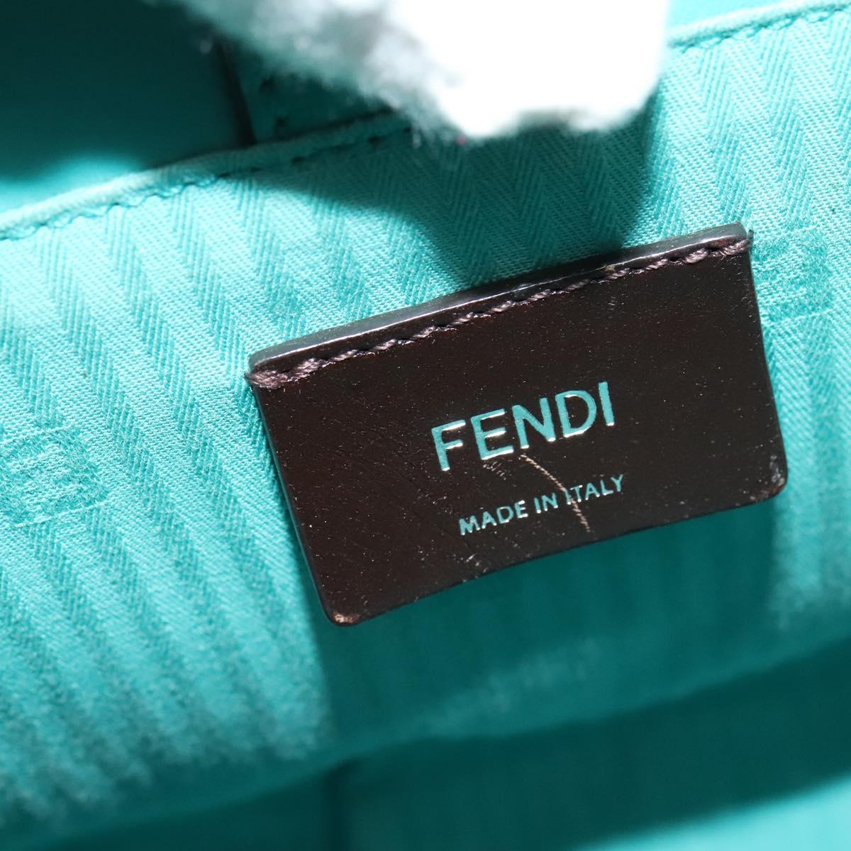FENDI Petite To Jules Hand Bag Leather Silver Emerald Green Auth BA4473