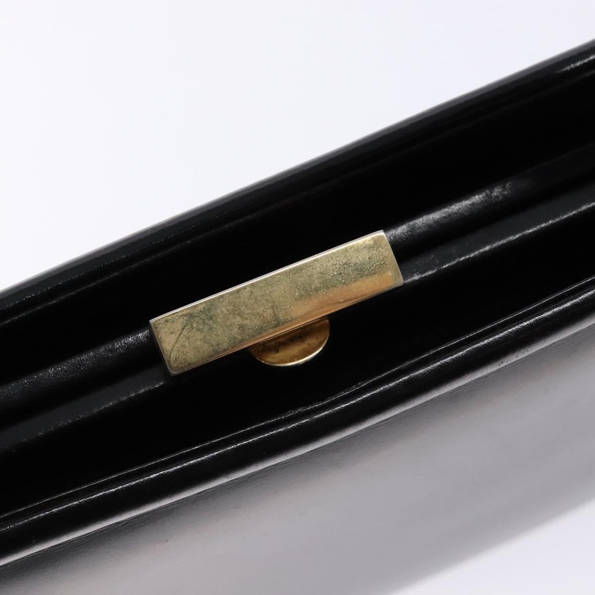 GUCCI Shoulder Bag Leather Vintage Black Gold Auth BA4474