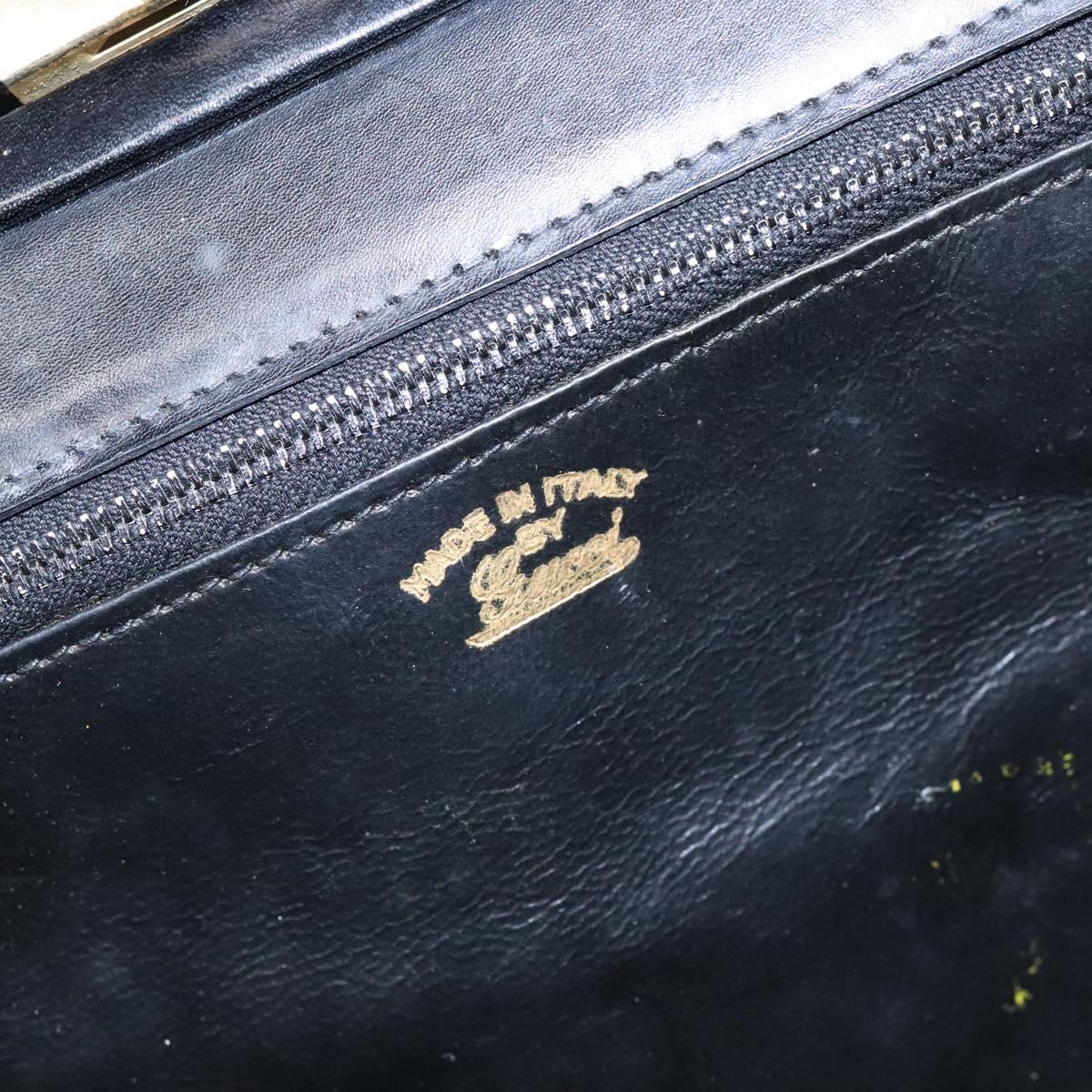 GUCCI Shoulder Bag Leather Vintage Black Gold Auth BA4474