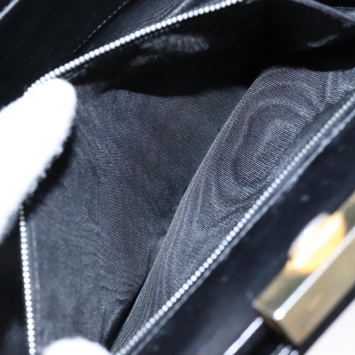 GUCCI Shoulder Bag Leather Vintage Black Gold Auth BA4474