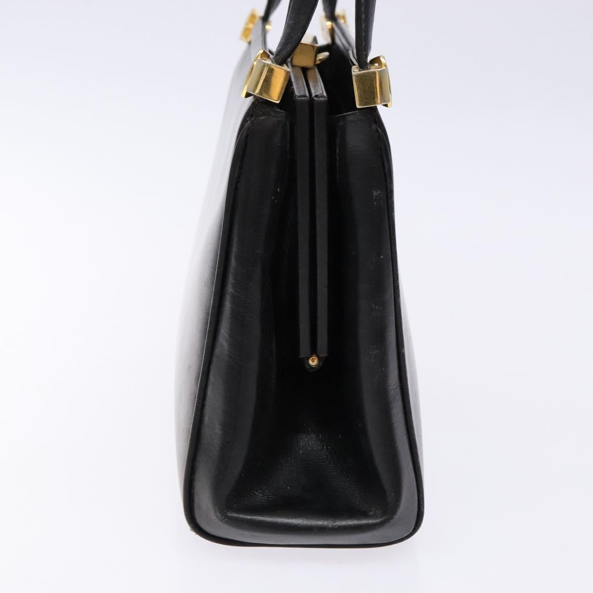 GUCCI Shoulder Bag Leather Vintage Black Gold Auth BA4474