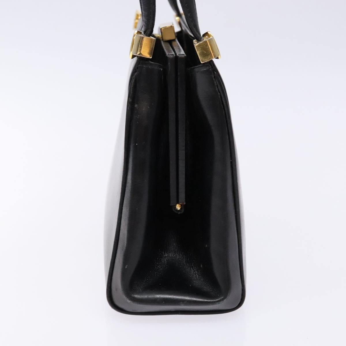 GUCCI Shoulder Bag Leather Vintage Black Gold Auth BA4474