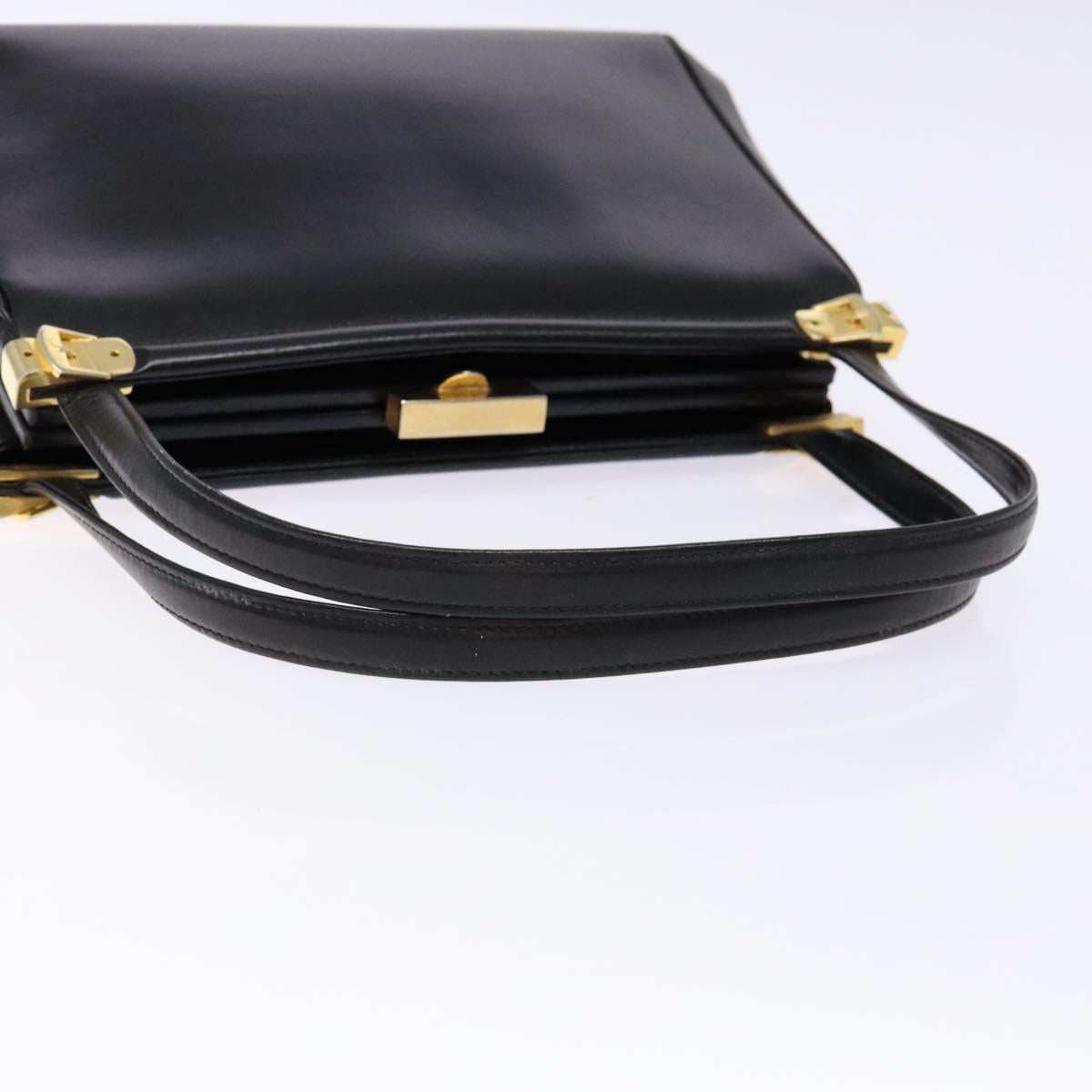 GUCCI Shoulder Bag Leather Vintage Black Gold Auth BA4474