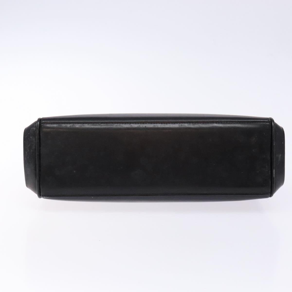 GUCCI Shoulder Bag Leather Vintage Black Gold Auth BA4474