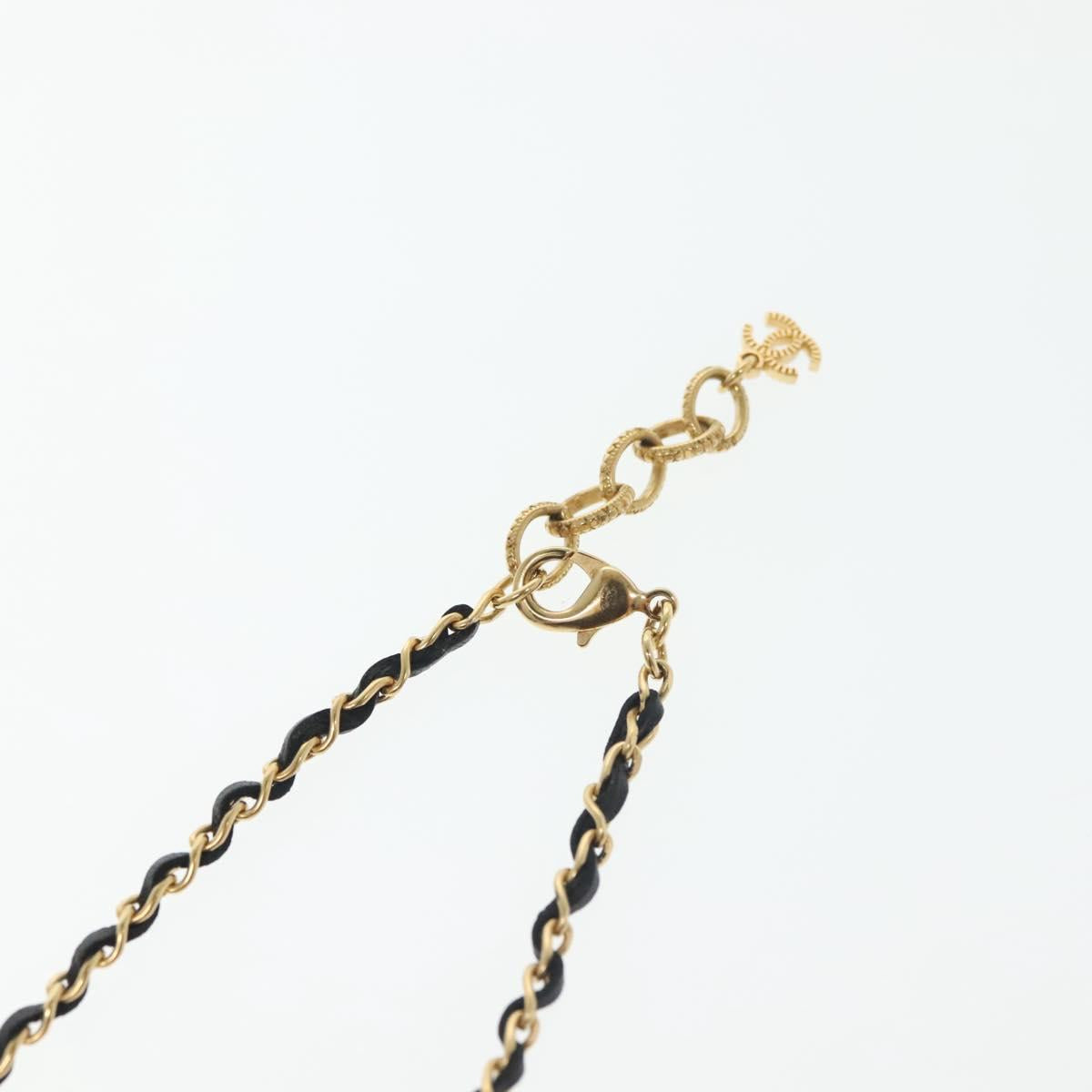 CHANEL COCO Mark Perfume Necklace metal Gold CC Auth BA4482