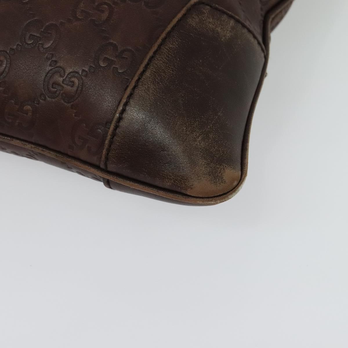 GUCCI GG Canvas Guccissima Shoulder Bag Leather Brown Silver 162914 Auth BA4492