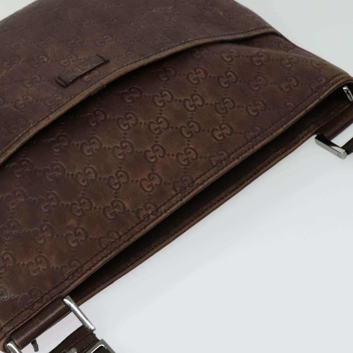 GUCCI GG Canvas Guccissima Shoulder Bag Leather Brown Silver 162914 Auth BA4492