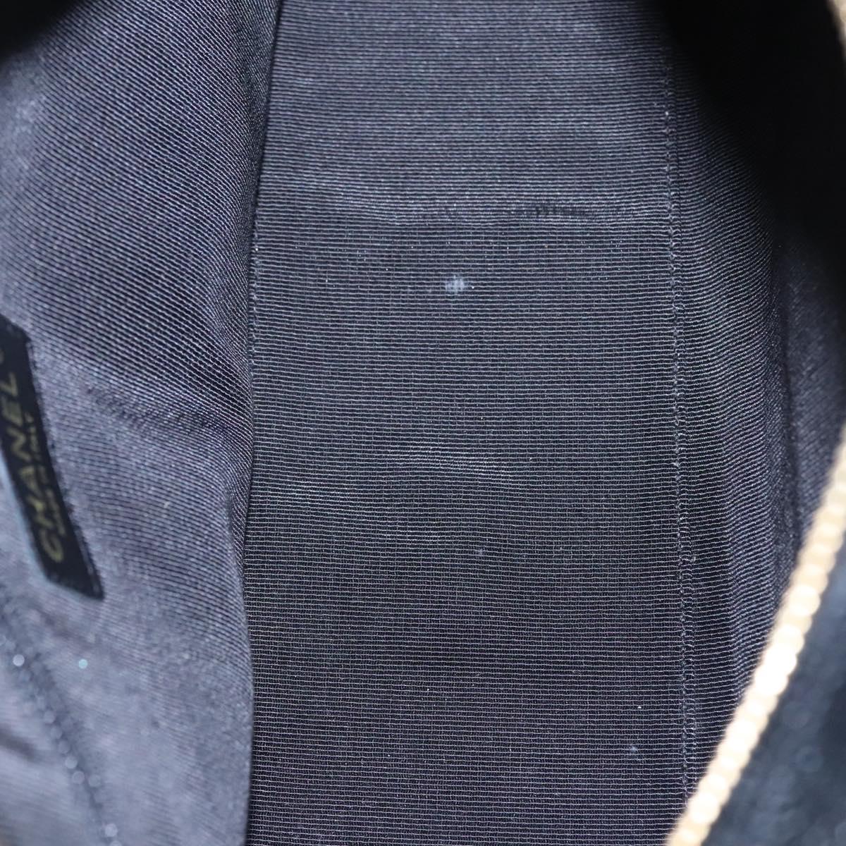 CHANEL Matelasse Hand Bag Caviar Skin Black Gold CC Auth BA451A