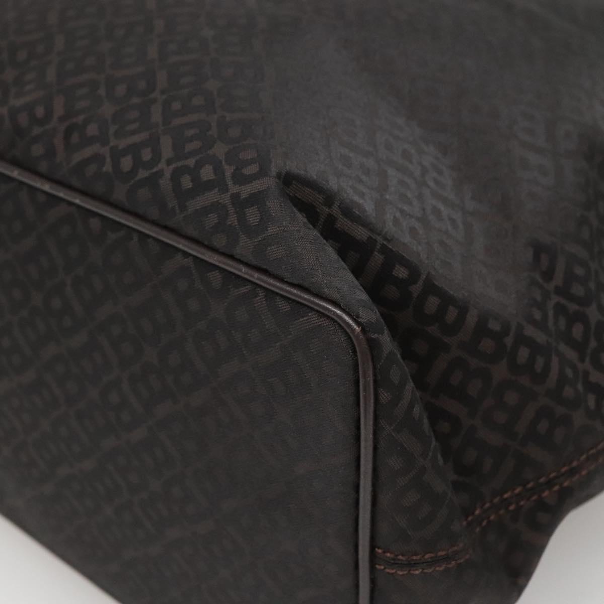 BALLY Tote Bag Nylon Brown Gold Auth BA4527