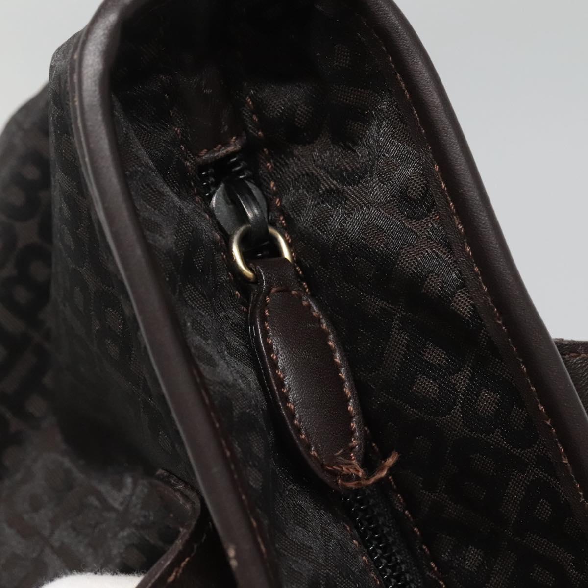 BALLY Tote Bag Nylon Brown Gold Auth BA4527