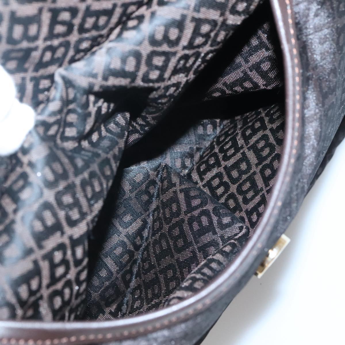 BALLY Tote Bag Nylon Brown Gold Auth BA4527