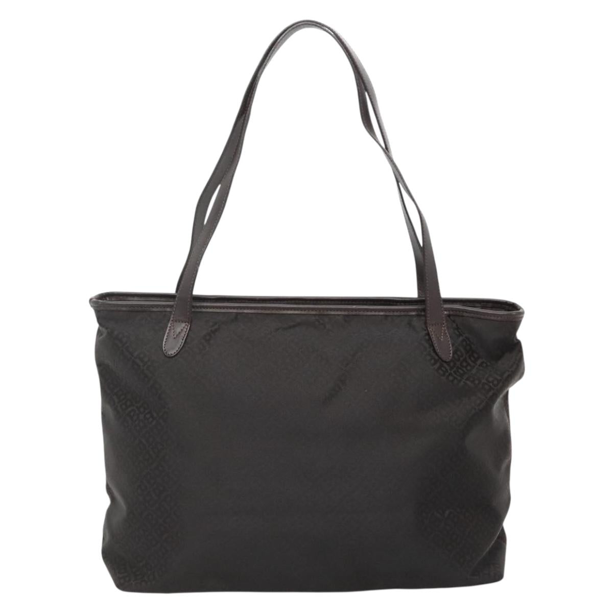BALLY Tote Bag Nylon Brown Gold Auth BA4527