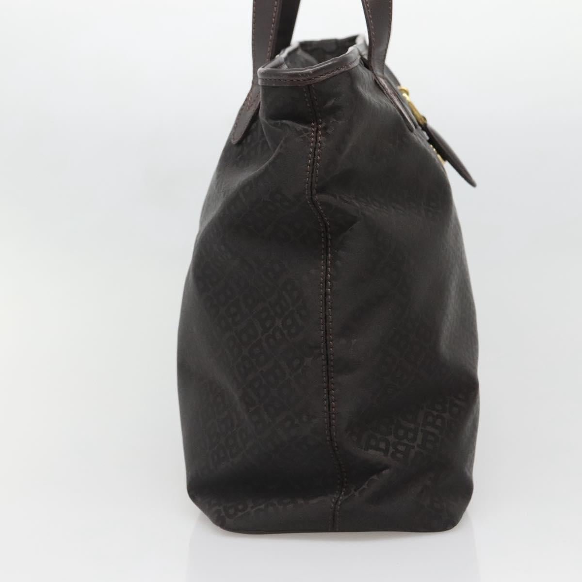 BALLY Tote Bag Nylon Brown Gold Auth BA4527