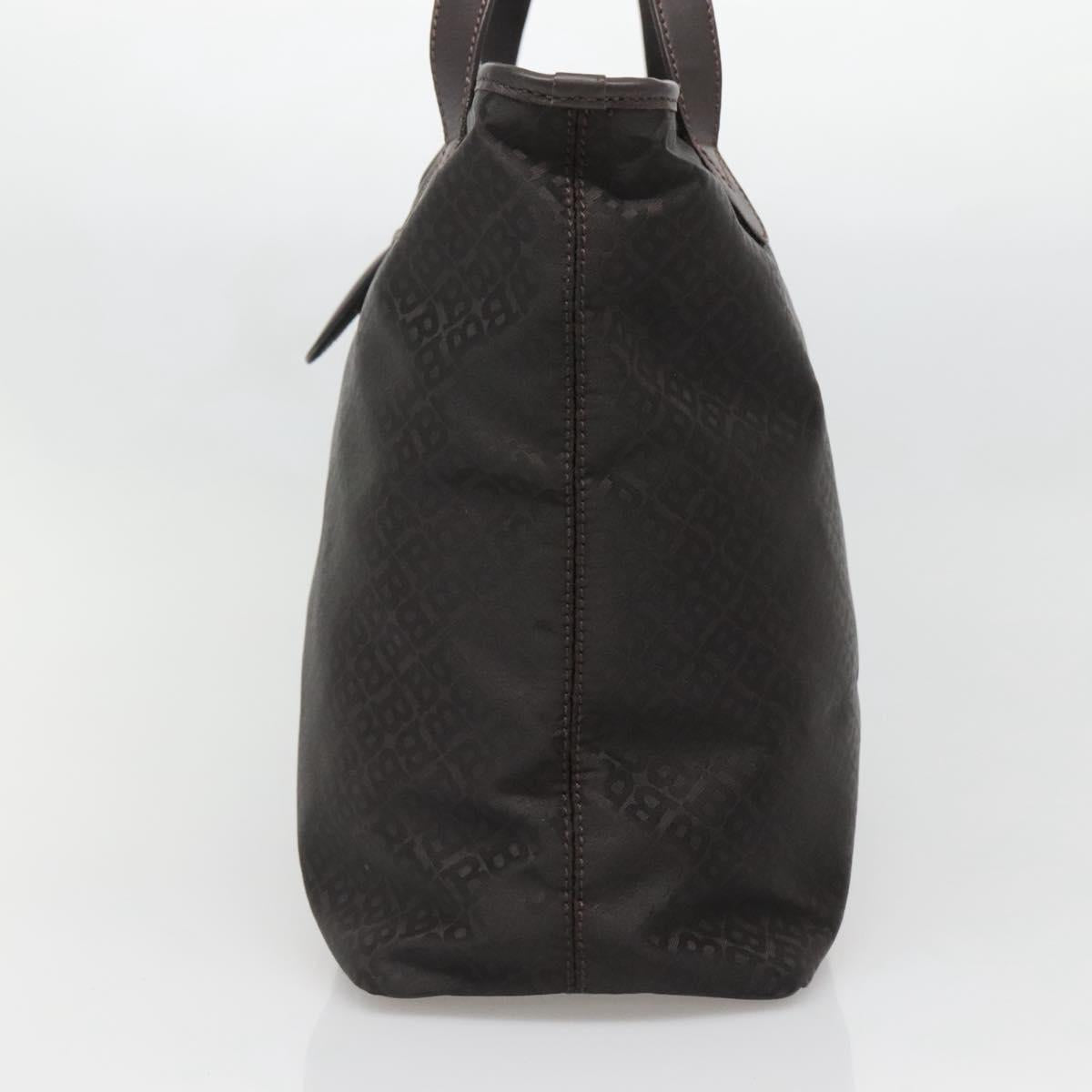 BALLY Tote Bag Nylon Brown Gold Auth BA4527