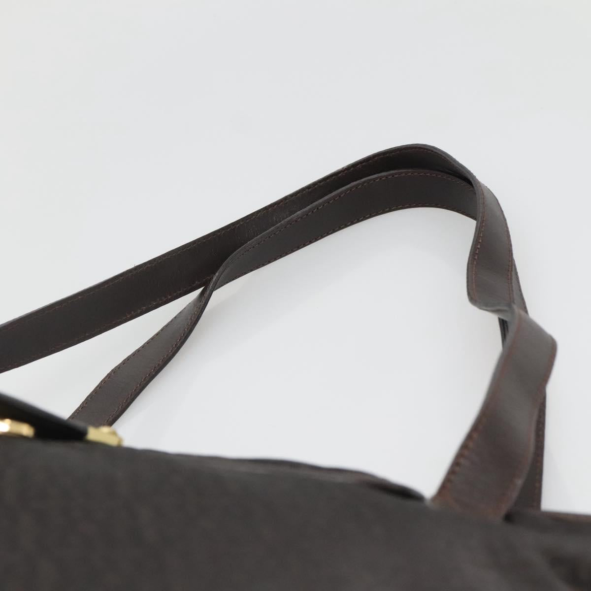 BALLY Tote Bag Nylon Brown Gold Auth BA4527