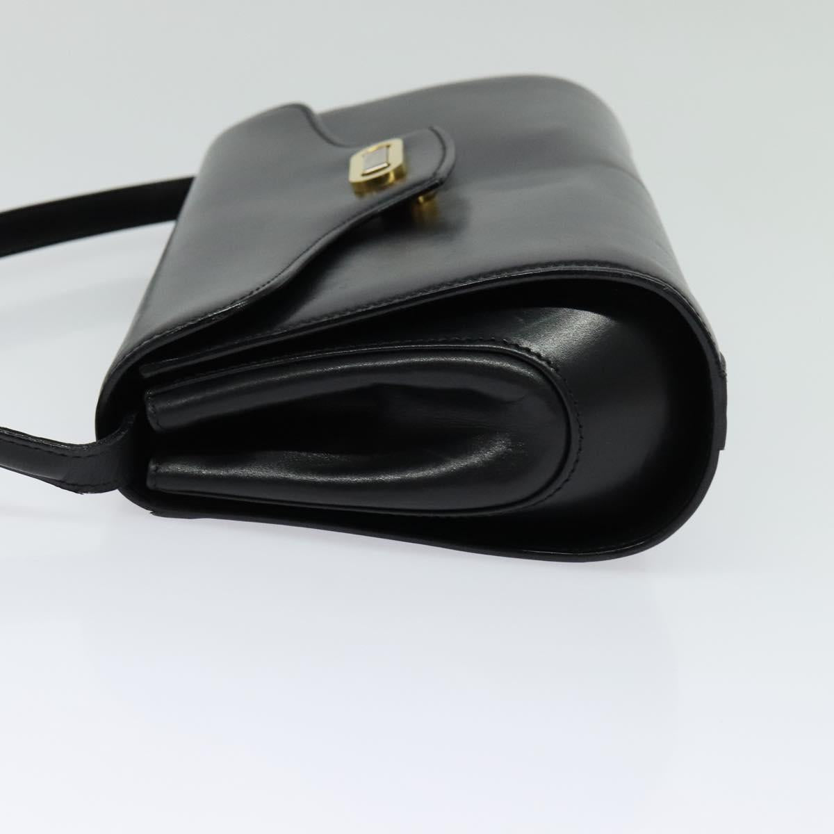 BALLY Shoulder Bag Leather Black Gold Auth BA4529