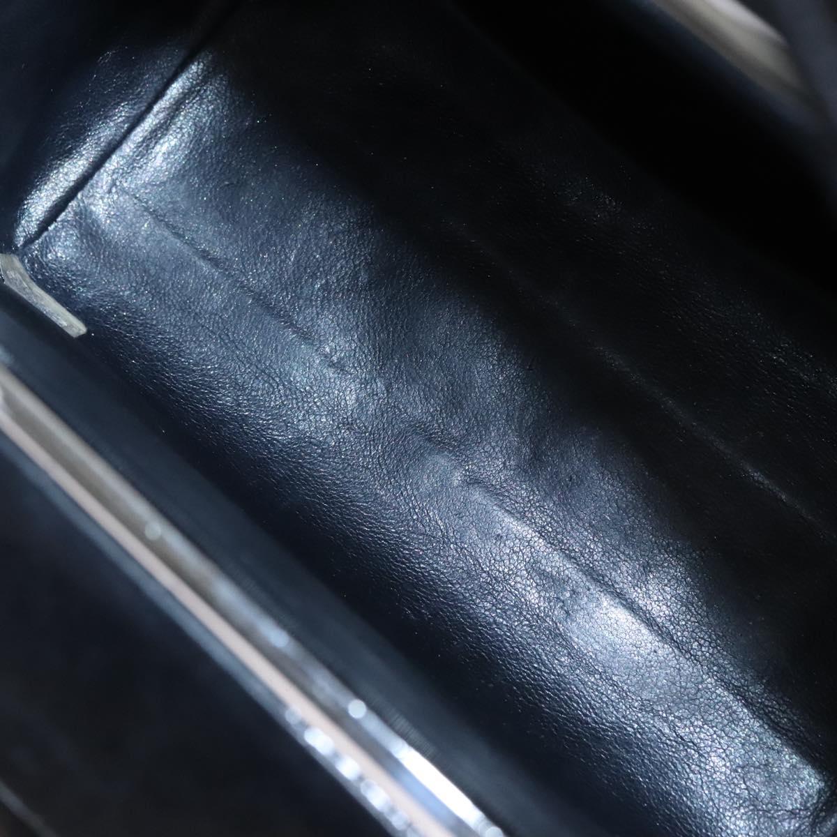 CHANEL Matelasse Hand Bag Patent leather Black CC Auth BA452AV