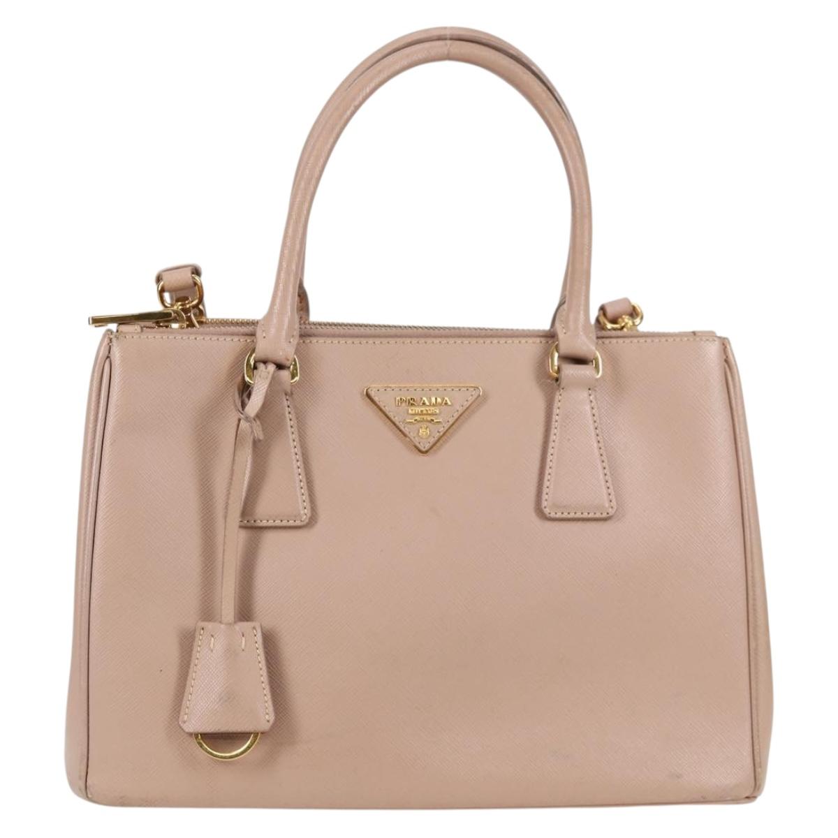 PRADA Galleria Hand Bag Safiano leather Pink Gold Auth BA4533