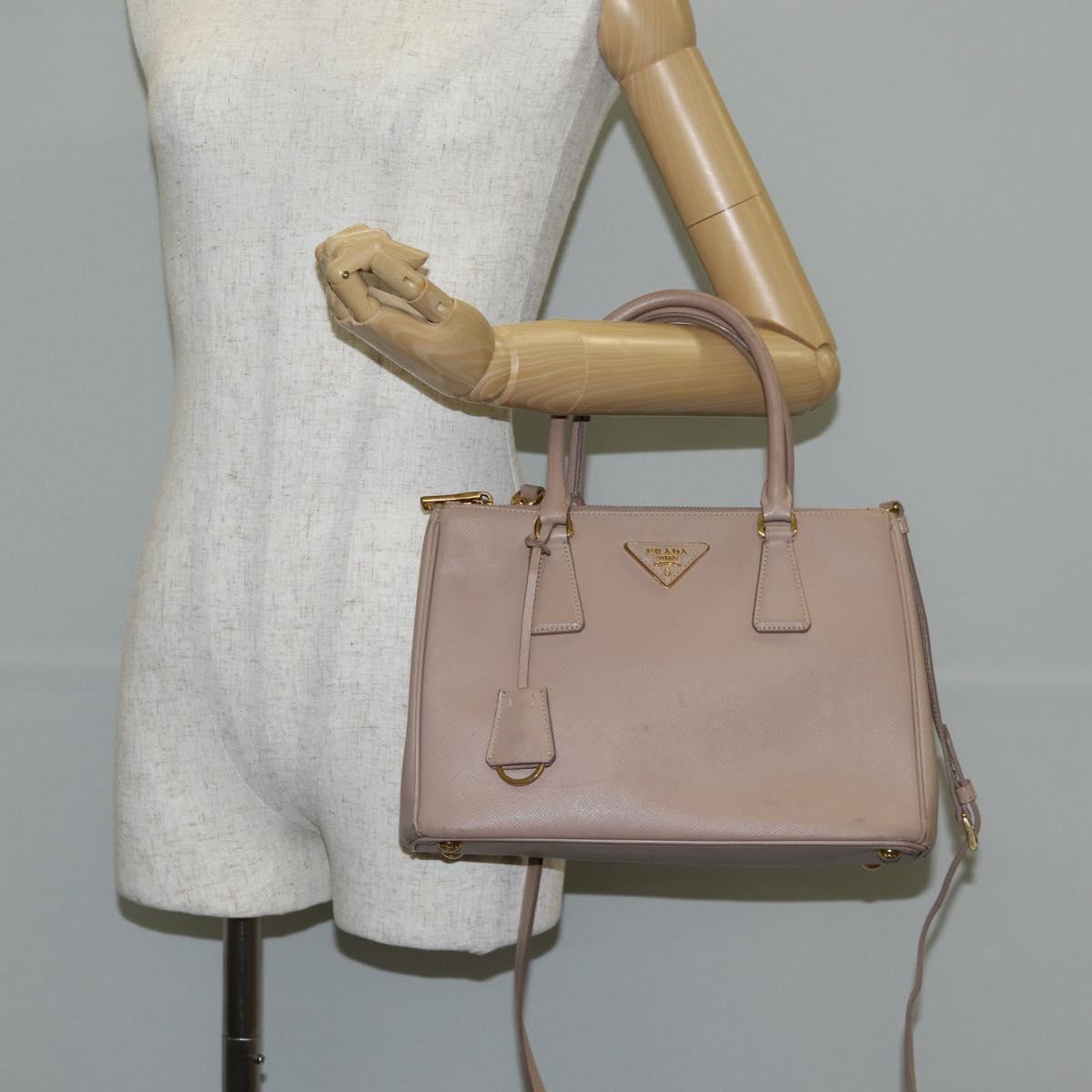 PRADA Galleria Hand Bag Safiano leather Pink Gold Auth BA4533